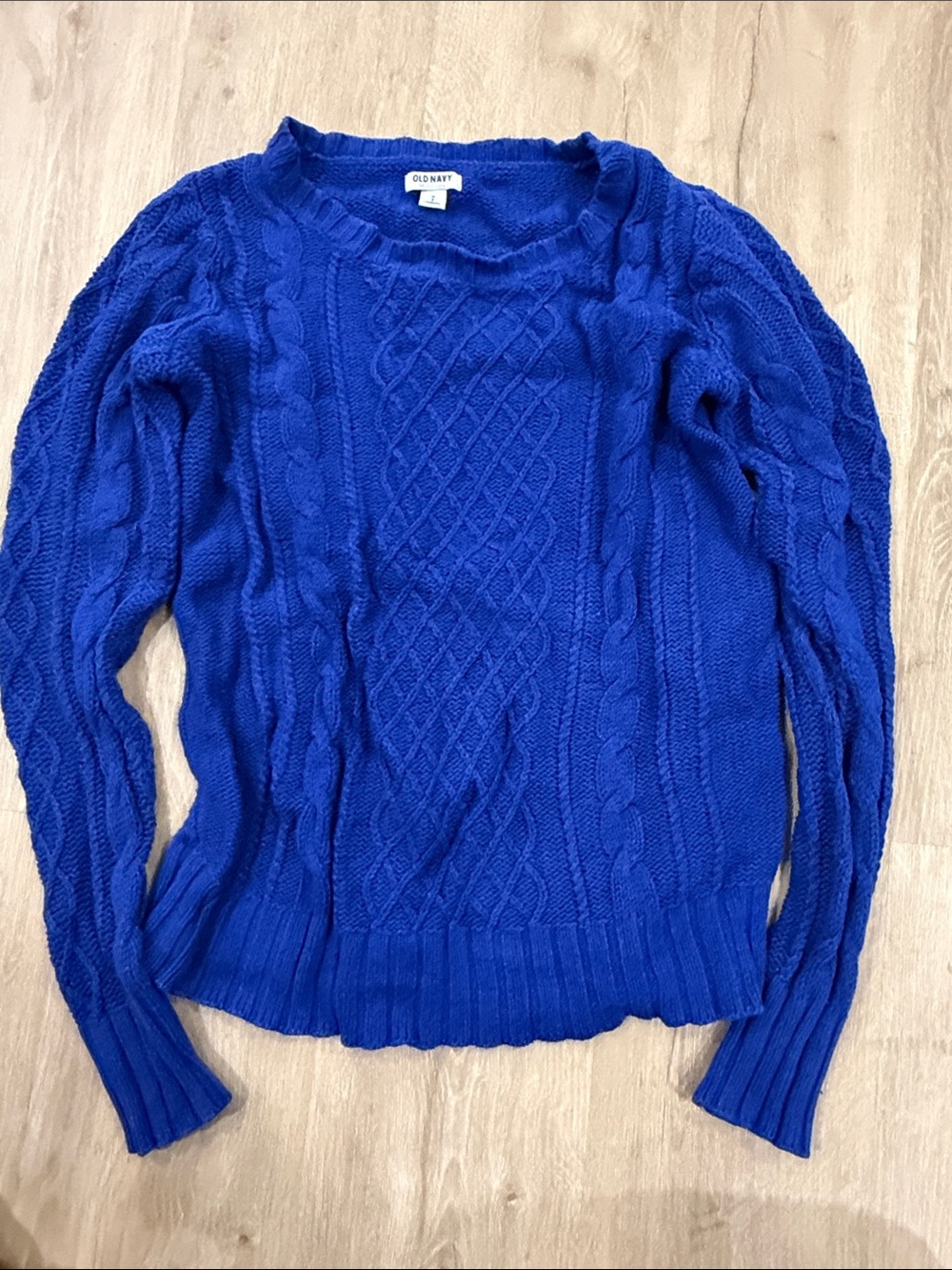 Old Navy Royal Blue Cable Knit Scoopneck Sweater